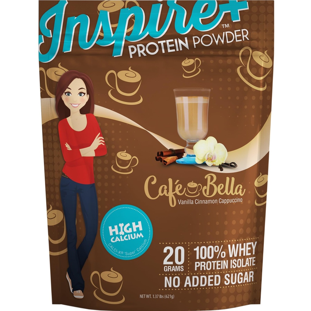 Bariatric Manger Inspirer Café Bella Vanilla Cinnamon Cappuccino Sans sucre 20g Poudre Isolée de protéines de lactosérum (20 portions)