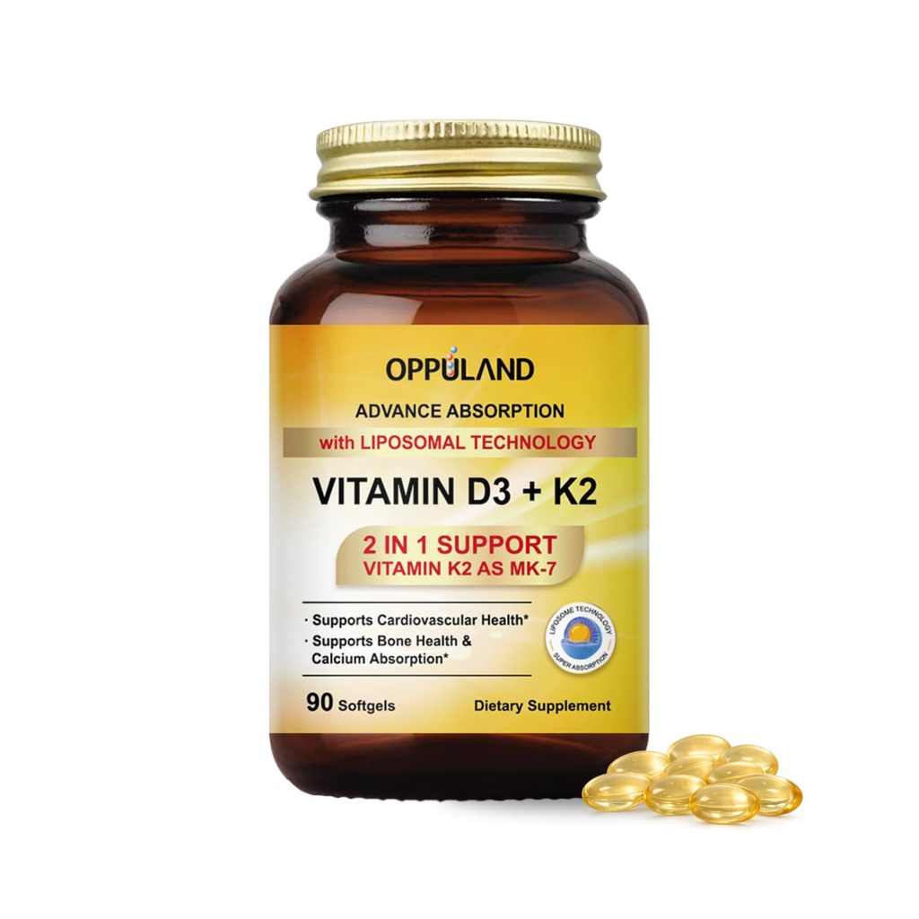 Vitamine D3 + K2 5000 IE - Liposomal Technology for Enhanced Absorptie - MK-7 Vitamine K2 100mcg - Ondersteunt Bone & Calcium Metabolisme - D3K2 Supplement for Men & Women - 90 Softgels