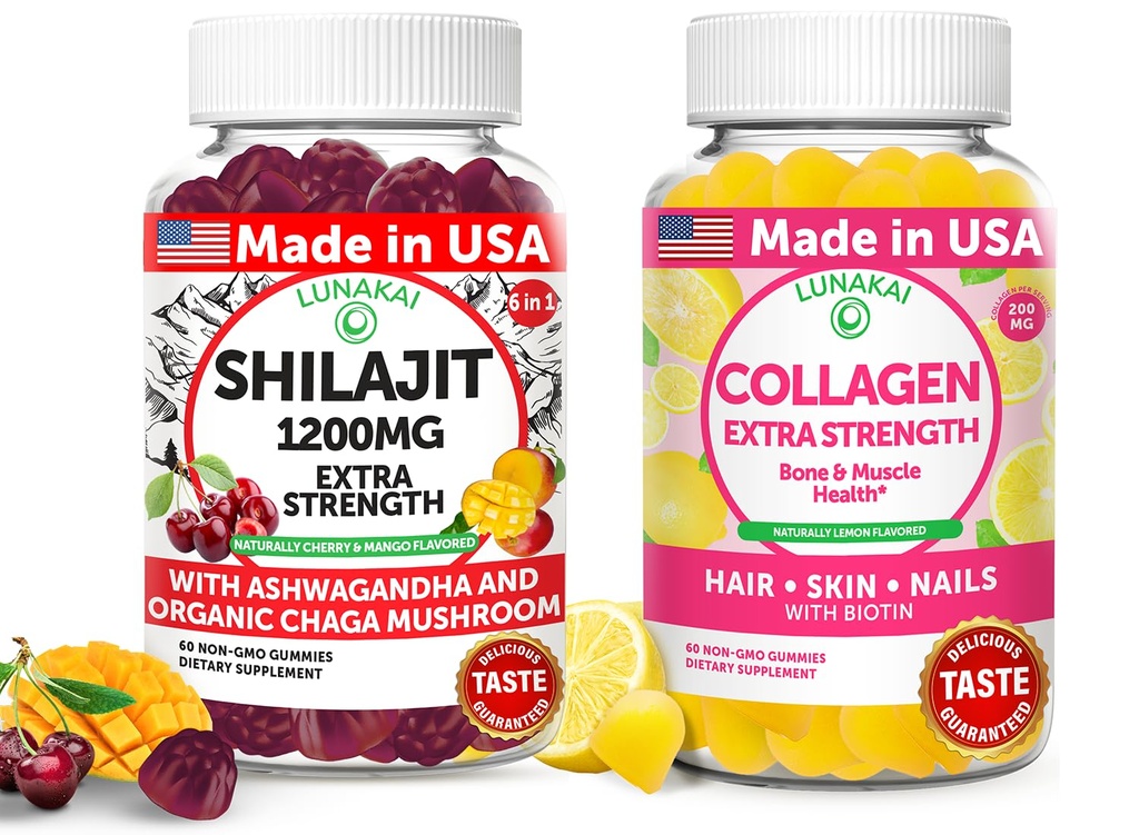 Lunakai USA Made Shilajit & Collageen Extra Strength Gummies Bundle 