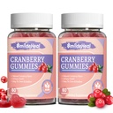 Cranberry Gummies 1000mg, Cranberry Supplementen voor vrouwen, met D-Mannose 250mg, Womens Probiotic Gummies, Urinary Tract Health, Cranberry Flavor, NO GGO's, 60 Tellen (Pack of 2)