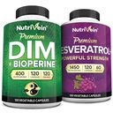 Nutrivein Premium Resveratrol Capsules en DIM Supplement bundel: High-Absorptie Resveratrol Supplement en DIM voor herstel, evenwicht en vitaliteit