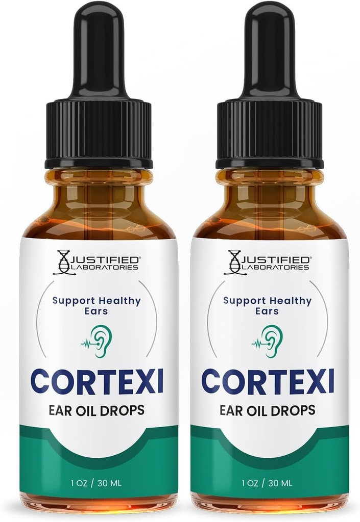 Laboratoires Justifiés (2 Pack) Cortexi gouttes d'oreille Cortexi huile d'oreille saine soutient les oreilles saines mélange Premium d'huiles essentielles 2 bouteilles