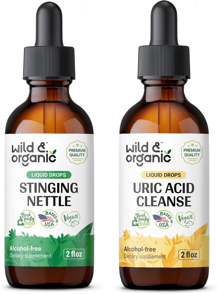 Teinture de la racine de la nervure sauvage et organique 2 fl oz & Uric Acid Cleanse Teinture 2 fl oz