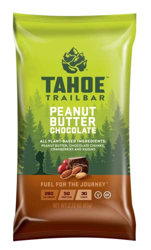 Tahoe Trail Bar, Plant-Based Natural Energy Bar (2,22 Ounce Protein Bar, 12 Count) Hoge proteïne Non-GMO, Glutenvrije, Vegan gezonde snacks - Pindakaas Chocolade
