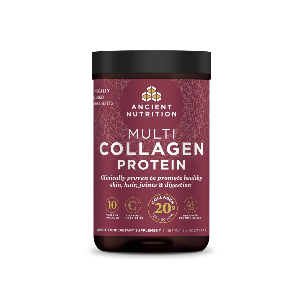 Oude Voeding Gehydrolyseerde Collageen Peptides Powder, Unflavored Multi Collageen Powder Packets voor vrouwen en mannen met vitamine C, 24 Servers, Ondersteunt huid en nagels, Gut Health