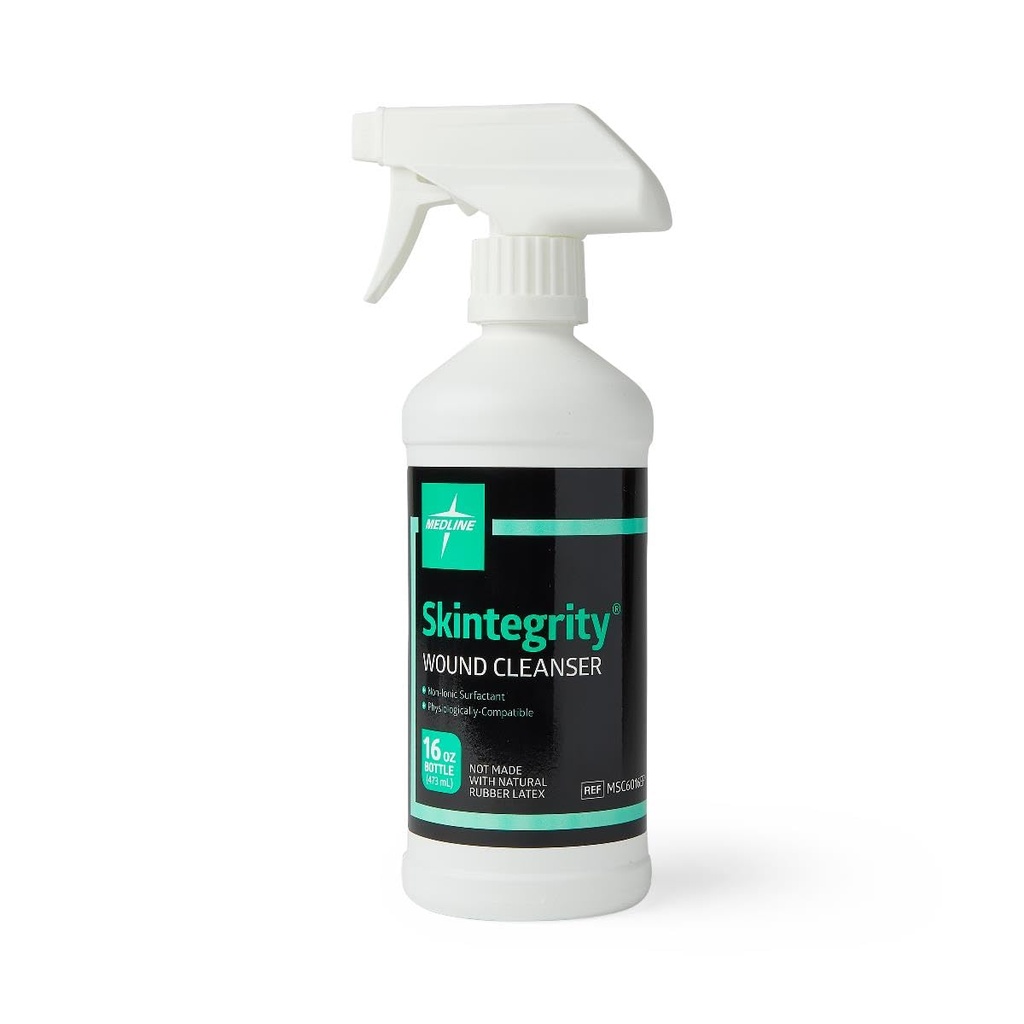 Medline Skintegrity Wound Cleanser (verpakking van 1), 16 ounce Spray Bottle, voor wondreiniging, debridement, het verwijderen van eiwitten, drukletsels, geïnfecteerde wonden, spray kan worden aangepast van mist tot stroom