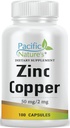 Zinkkopersupplement (100 capsules) met 50 mg zinkgluconaat, 2 mg kopersulfaat voor Immune Ondersteuning - Glutenvrij, Non-GMO