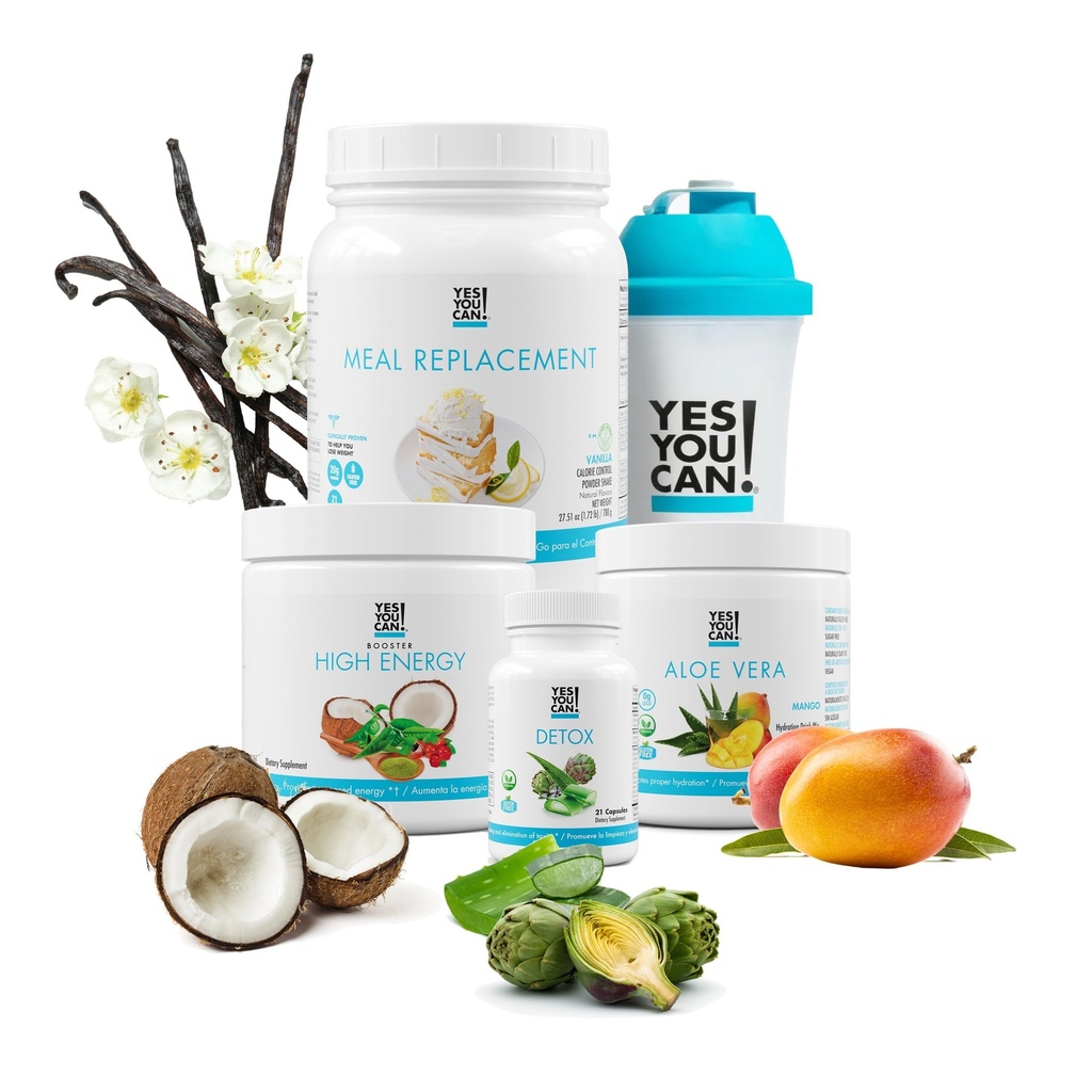 Yes You Can! Detox Plus Kit (Meal Replacement Vanilla, Aloë Vera Mango) - Complete Maaltijd vervangende poeder, High Energy Shake Booster, Aloë Vera Detox Supplement, Health Transformation