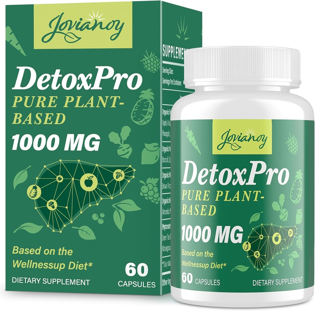 1000 MG Nettoyant detox doux, haute puissance, Gut Nettoyant & Capsules detox pour les femmes et les hommes, désintoxication naturelle, Colon, foie, antioxydant et soutien digestif, 60 capsules