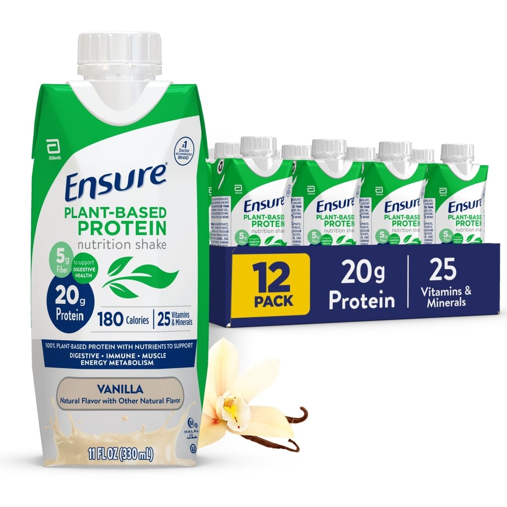 Zorg ervoor dat Plant-Based Vegan Protein Vanille Voeding Shake I Gluten-Free I Dairy-Free I Soy-Free Bottled Liquid Shake I 12 Pack