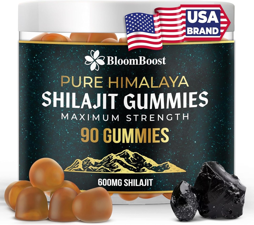 Gummies Shilajit - Supplément Organique Himalayen sans sucre de 600mg Shilajit, 90 Gummies pour l'énergie et le bien-être