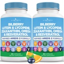 Ooggezondheidsvitaminen met bosbessen, luteïne en zeaxanthine, Lycopeen, Resveratrol, druivenzaadextract, vlaszaad Astaxanthine- AREDS 2-120 Capsules