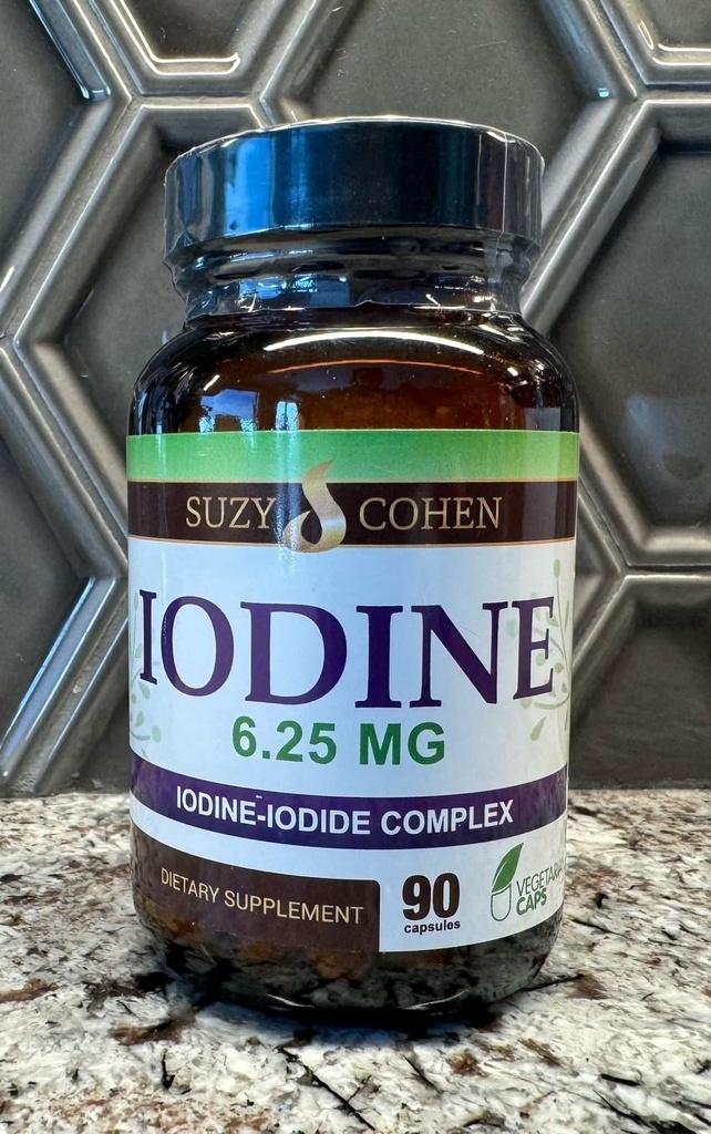 Suzy Cohen Jodium Complex Supplement - 6,25 mg Jodium & Jodide Blend - 90 Vegetarian Capsules for Dietary Support