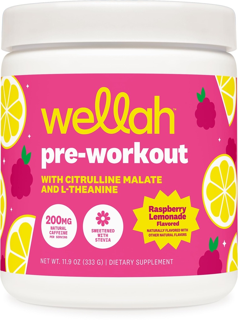Wellah Get-Going Pre-Workout Drink Mix (Raspberry Lemonade Flavored, 30 Servers)
