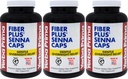 Yerba Prima Fiber Plus Senna Capsules, 180 Count (pakket van 3) - 118 Servings of Gentle Overnight Relief, USA Made, Non-GMO, voor korte termijn gebruik om de regelmaat te herstellen