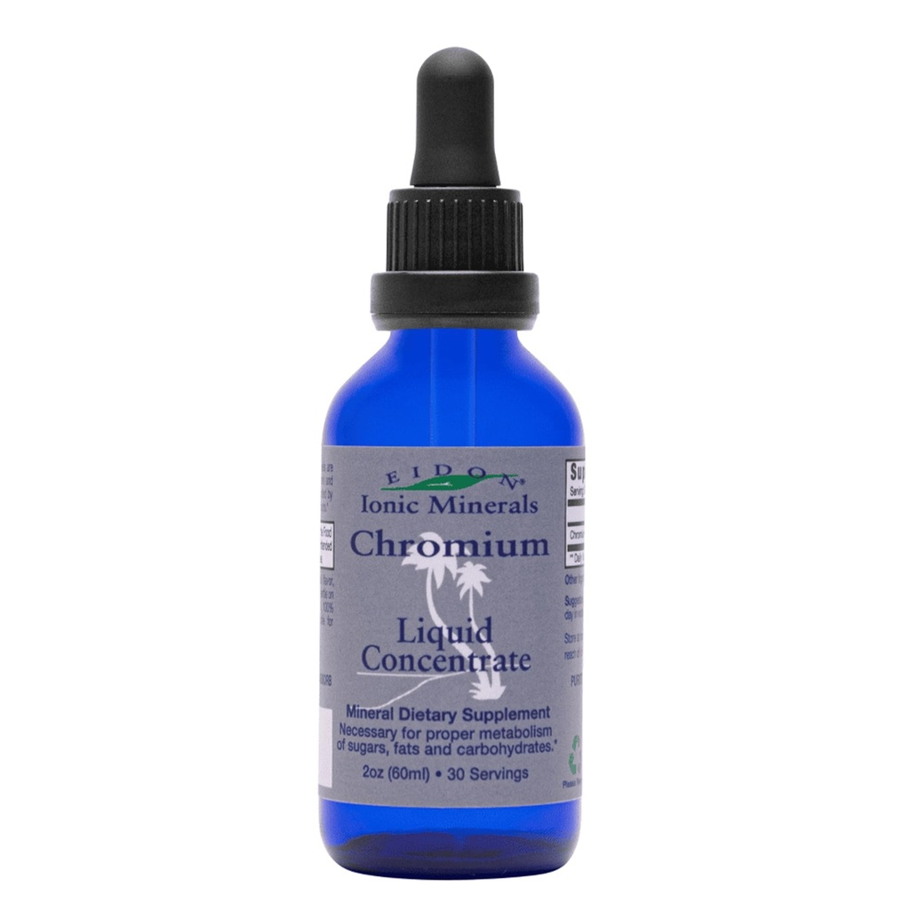 Minéraux ioniques d'Eidon Concentrate de chrome liquide - Supplément de chrome ionique gouttes, supporte des niveaux d'énergie stables, tout naturel, sans sucre ajouté, sans conservateurs ou additifs - 2 oz