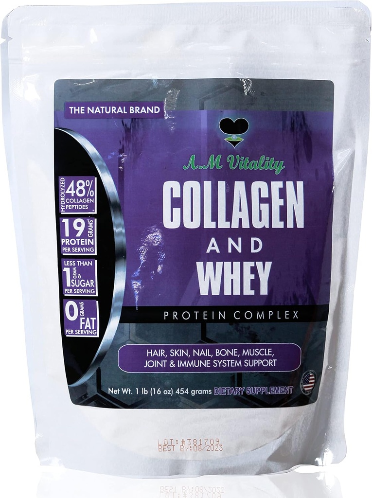 Collageen en Wei Proteïne Poeder Complex Health Supplement - Vanille smaak - 16oz (21 Servers)