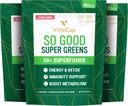 VitaCup Super Greens Powder Smoothie & Juice Mix w/50+ Premium Superfoods, Digestieve Gezondheid, Opgeblazen Relief, Detox, Gut Health w/Probiotica, Antioxidanten, Berry Lemon, 30 Servings Elke, 3 Zakken