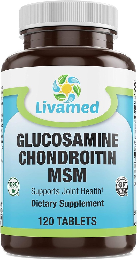 Glucosamine Chondroitin MSM Complete Complexe ondersteuningssupplementen voor knieën, rug, HIPS en ontsteking - mobiliteitsgezondheidssupplement voor pijn, pijn, vermoeidheid en ontsteking - 120 tabletten