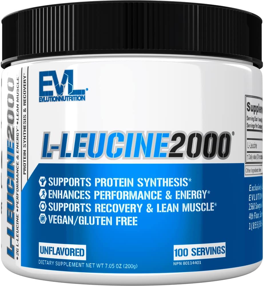 Evlutie Voeding L-Leucine 2000 - eiwitsynthese, Recovery & Muscle Support - Performance & Energy - 2000mg L-Leucine - Glutenvrij en veganistisch - Unflavored Dietary Supplement Powder - 100 Servings