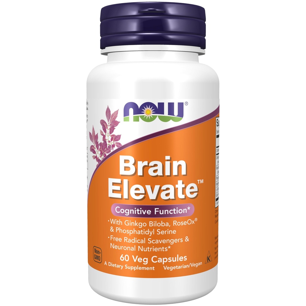 MAINTENANT Compléments alimentaires, Cerveau ÉlevéMC, Ginkgo Biloba, RoseOx® et Phosphatidyl Serine, 60 gélules