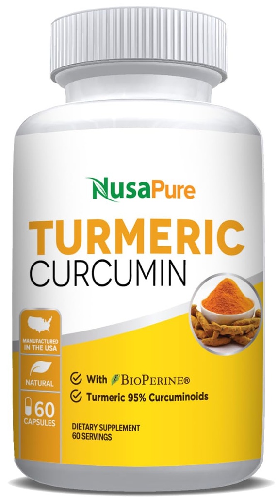 NusaPure Kurkuma Curcumine 600 mg 60 Capsules Kurkuma 95% Curcuminoïden Dieetsupplement
