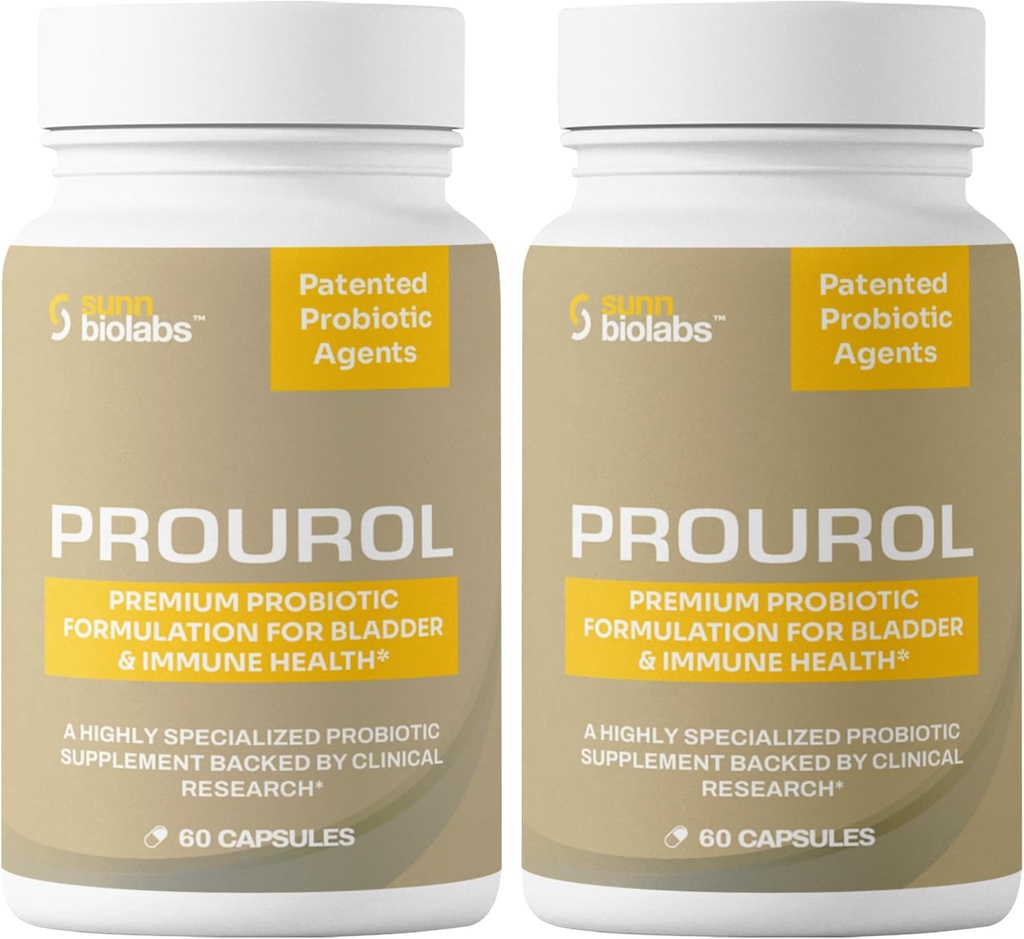 Prourol Gepatenteerde PROBIOTIC Supplement voor Urinaire Gezondheid, Blaasondersteuning, Immune Boost, Frequent Urination Relief, UTI Gezondheid, Natuurlijke Ingrediënten, Dagelijkse Algemene Gezondheidsondersteuning-2 Flessen - 120 Tellen