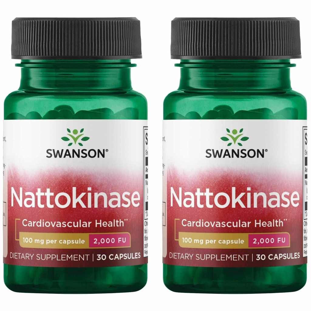 Swanson Nattokinase 2000 Fibrinolytische Eenheden 100 Milligram 30 Capsules Enzyme (2 Pack)