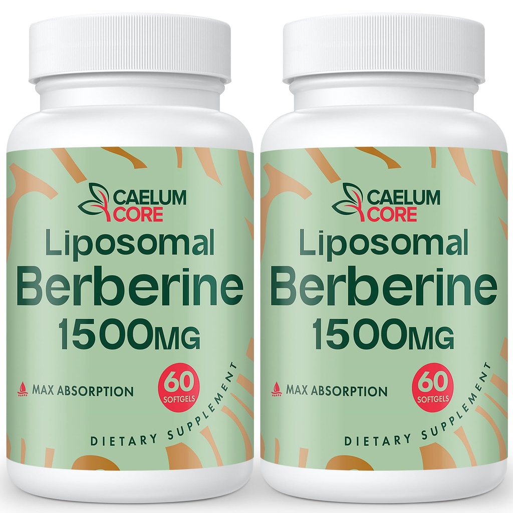 Liposomal Berberine HCL - Berberine 1500mg Hoge biologische beschikbaarheid, Berberines Supplement voor vrouwen en mannen (2 Pack)