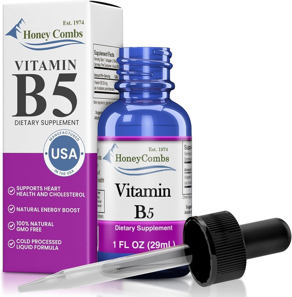 Vitamine B5 Pantothenic Acid Liquid Drops - Made in USA - 500% DV per Serving - 36 Servings per Container - Great for Men, Women, Children - Vegan Liquid Vitamins - Bulk sizes Ook beschikbaar