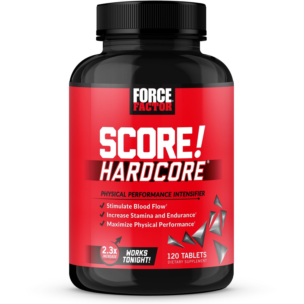Force Factor Score! Hardcore Nitric Oxide Booster Supplement voor mannen met L-Citrulline, Yohimbe, Black Maca & B Vitaminen om uithoudingsvermogen te verhogen en Fysieke prestaties te maximaliseren, 120 tabletten