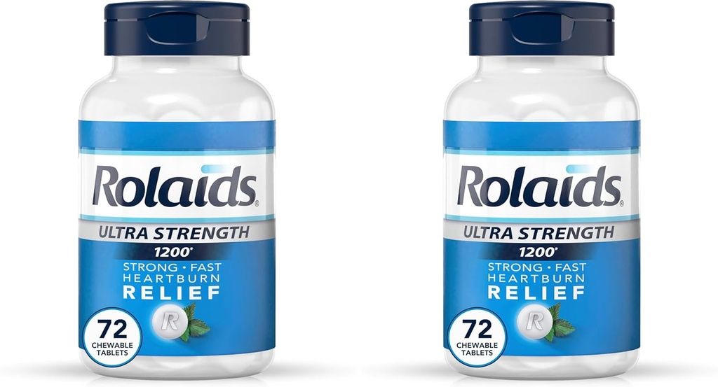 Rolaids Ultra sterkte Antacida kauwtabletten, munt, 72-Count (verpakking van 2)
