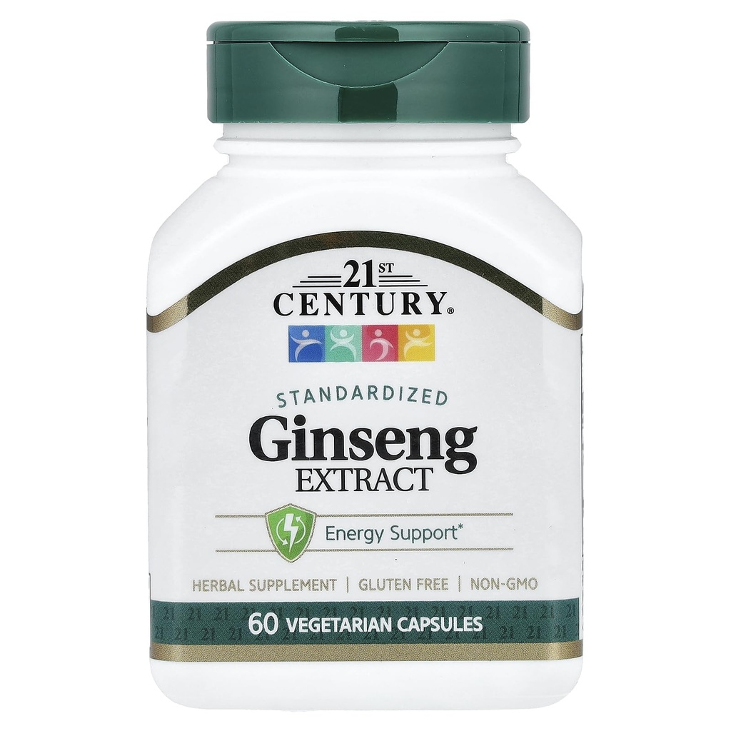 21e eeuw Ginseng Extract Veg Capsules, 60Count