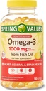 Spring Valley Omega-3 1000 mg van Fish Oil, Heart, Brain Health, Lemon,180 Softgels
