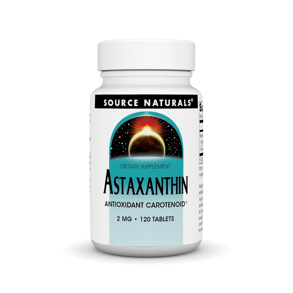 Source Naturelles Astaxanthine, Caroténoïde Antioxydant*, 2mg - 120 comprimés