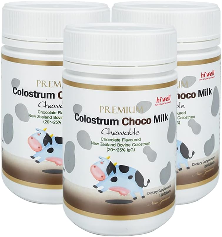 (pakket van 3) Hi Well Premium Grass-Fed Colostrum Choco 150 tabletten