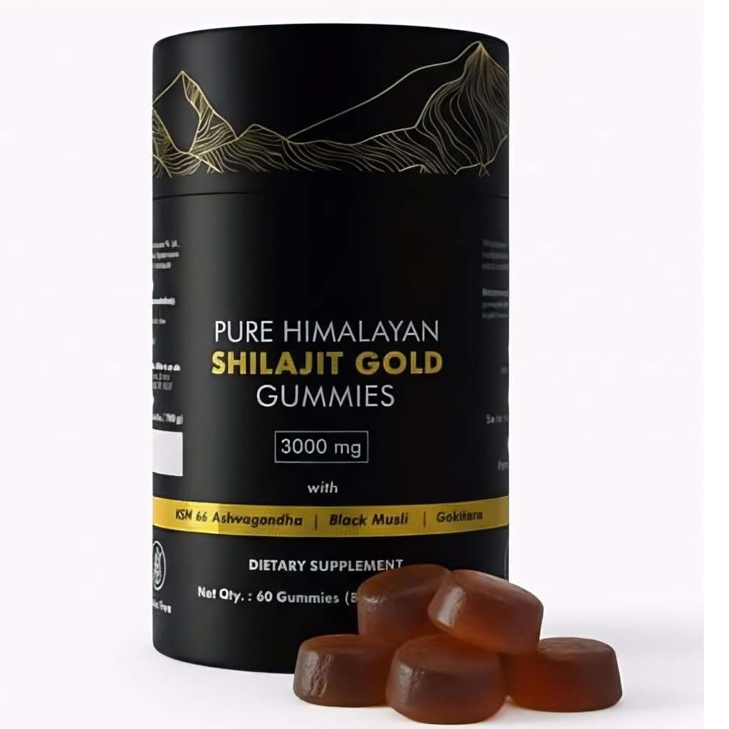 Pure Himalaya Shilajit Gummies Gold Grade met Ashwagandha & Fulvic Acid Sugar-Free Energy, Stamina & Immune Support for Men & Women