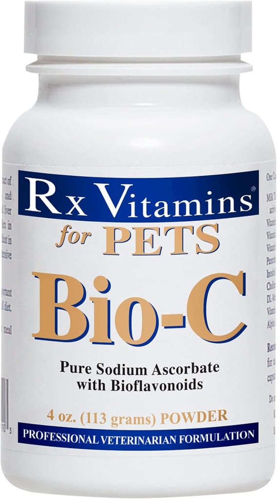 Rx Vitaminen Bio-C - Vitamine C voor honden en katten - met Citroen Bioflavonoïden voor Allergie Relief - Immuun Ondersteuning Supplement - Bevordert gezonde jas en huid - Gezamenlijke supplement - 4 oz
