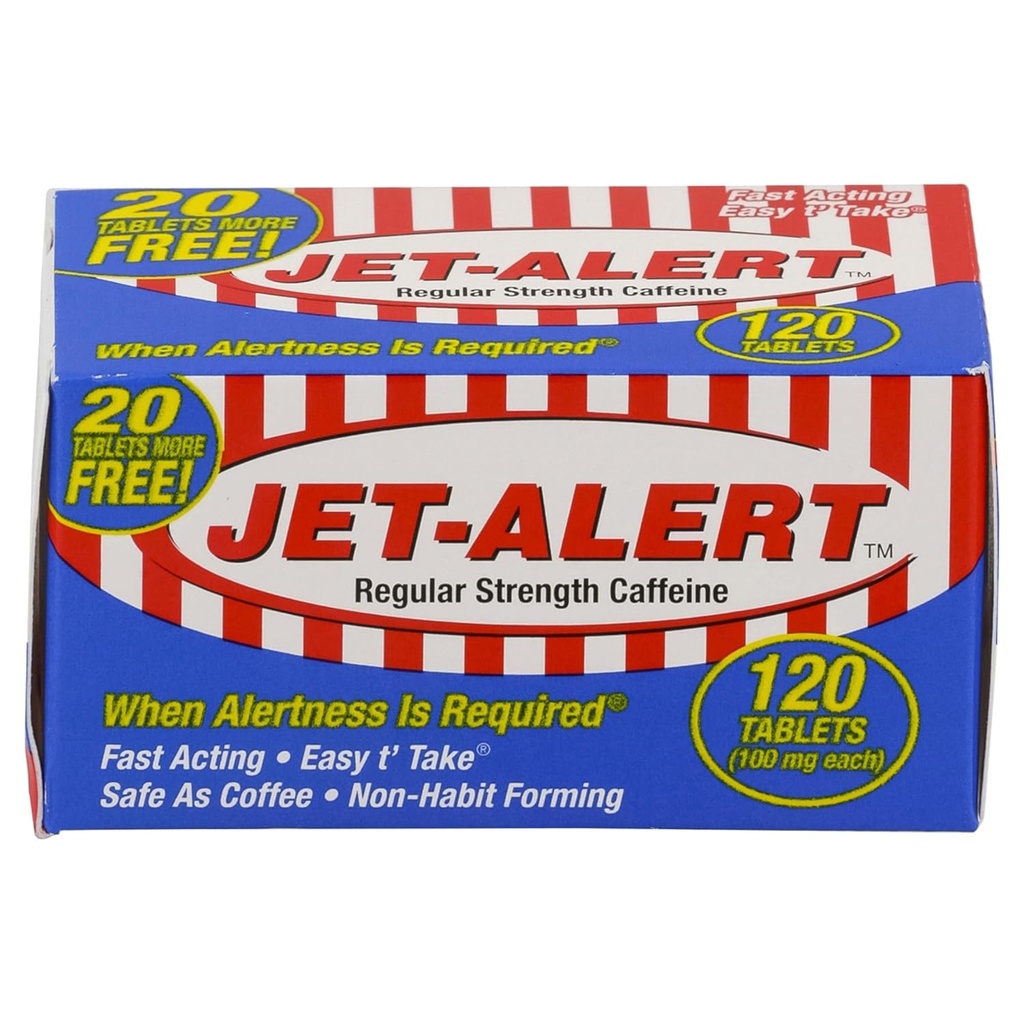 Jet-Alert Force régulière Caféine 100 mg Comprimés, taille de la valeur, 120 Compte (paquet de 3)