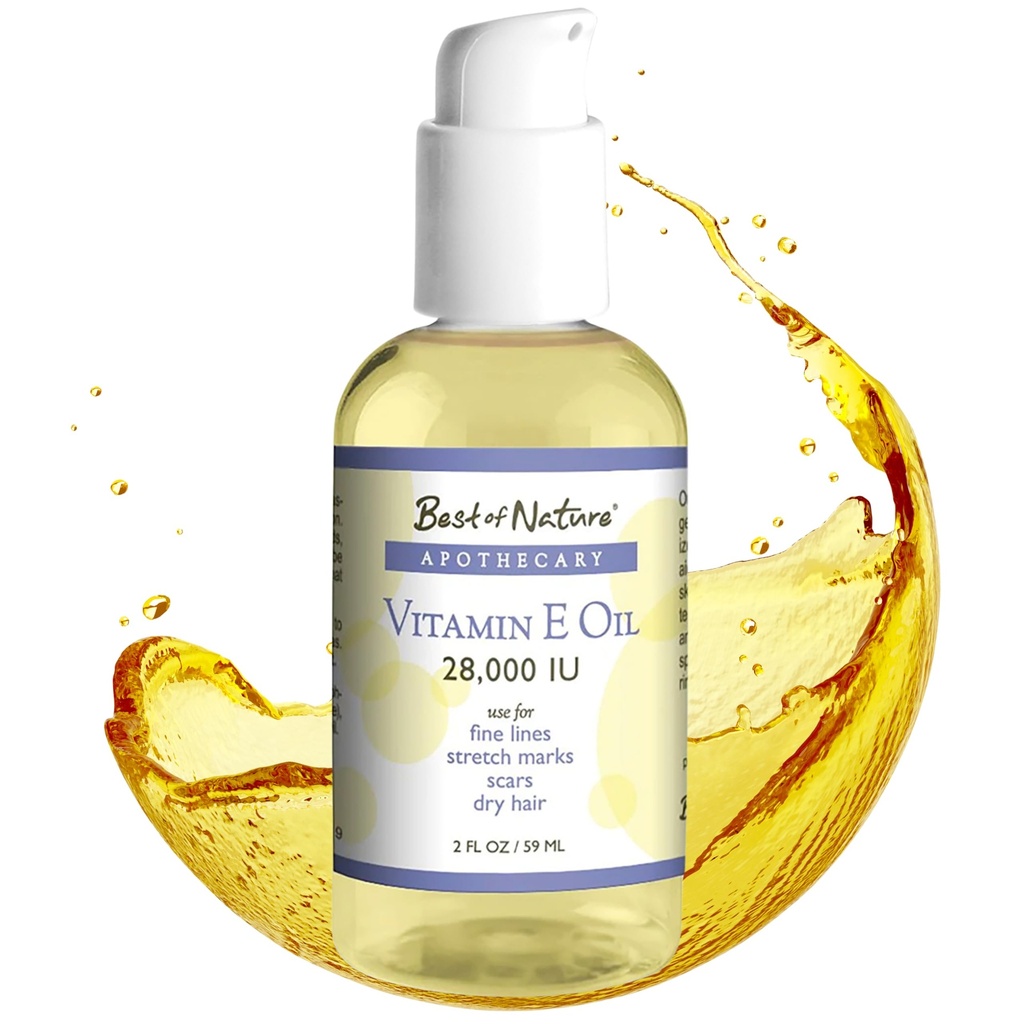Best of Nature Vitamine E Oil 28.000 IE, Ongeparfumeerd vochtinbrengende met gefragmenteerde kokosnoot - Schade Reparatie Formule voor haar, huid, gezicht, & handen