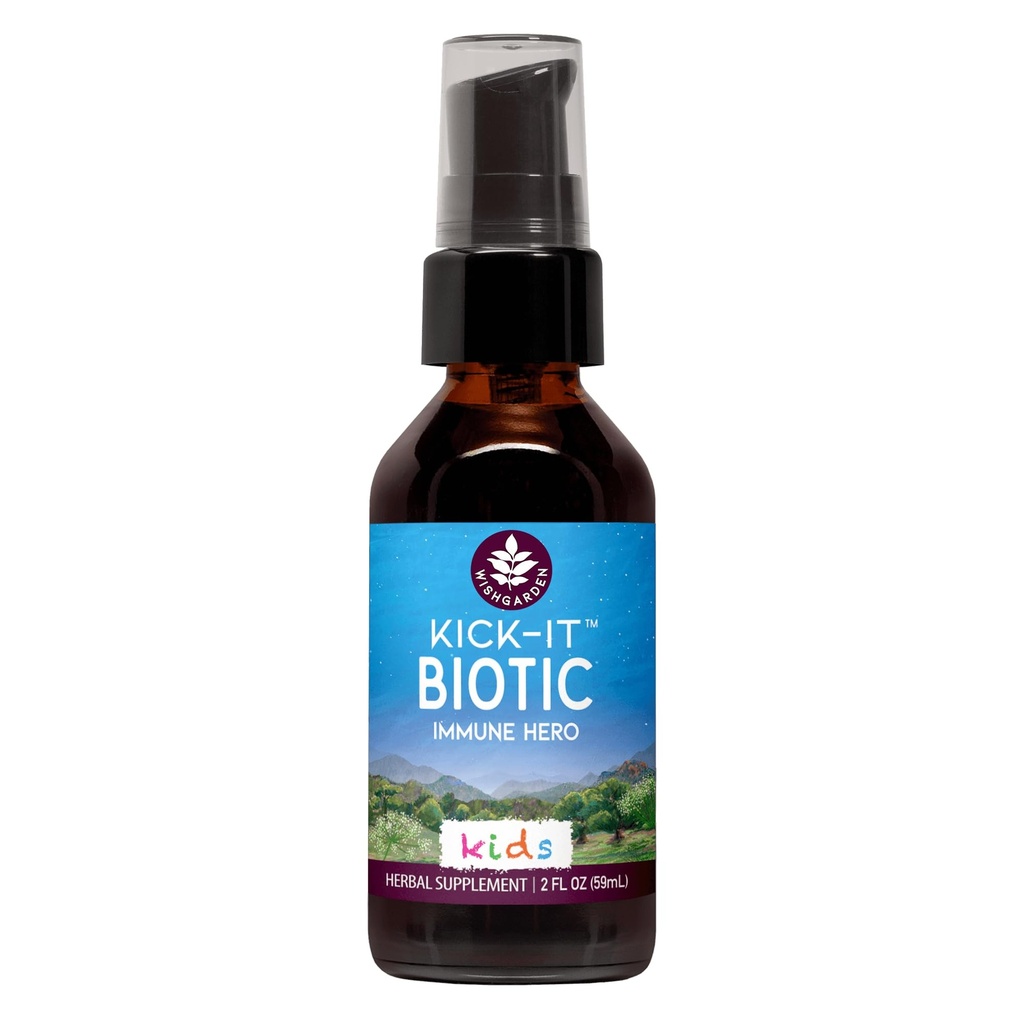 WishJarden Herbs Kick-It Biotic Immune Hero for Kids - Formule de biotique à base de plantes avec Usnea Lichen & Echinacea, soutient une fonction immunitaire et respiratoire saine, Immune Booster, 2oz