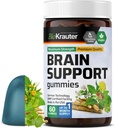 BIO KRAUTER Hersenondersteuning Gummies - 60 Vegan Kauwen - Natural Brain Supplement - Ashwagandha, Ginkgo Biloba, Bacopa, DMAE, en vitamines voor cognitieve ondersteuning
