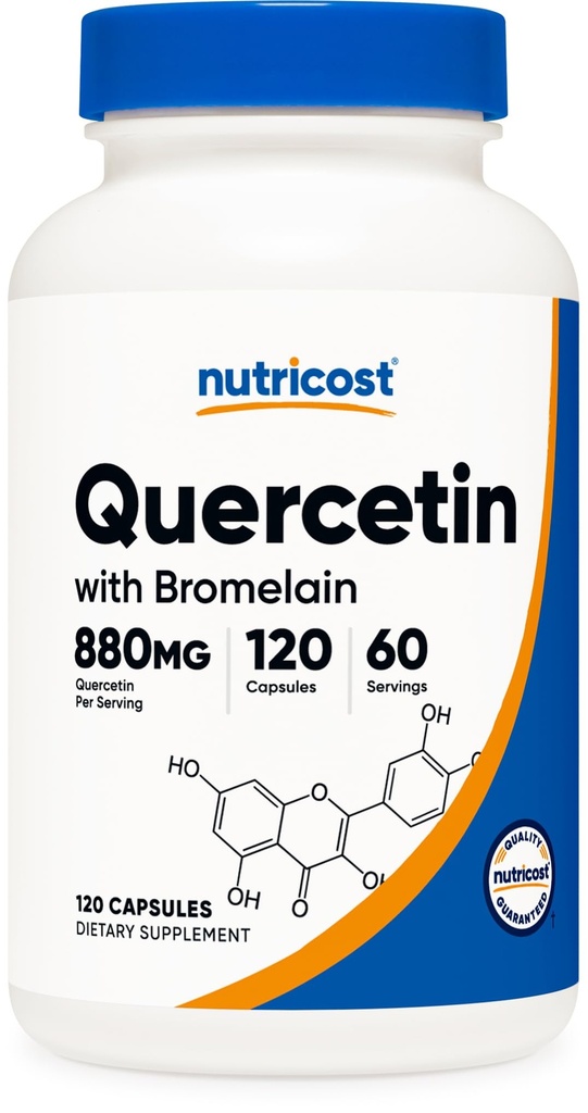 Nutricost Quercetine met bromelaïne, 880 mg Quercetine + 165 mg bromelaine per portie, 120 capsules, 60 porties (2 capsules per portie) - vegetarisch, niet-GMO & glutenvrij