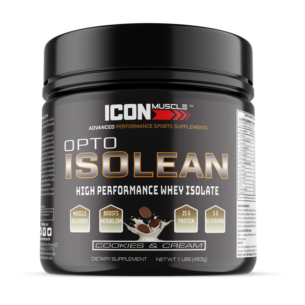 Isolée Whey Protein Isolate Poudre, Vanille, Chocolat, Fraise, Cookies et crème, Caramel salé, Menthe de chocolat, Beurre d'arachides au chocolat, 1 livre (Cookies et crème)