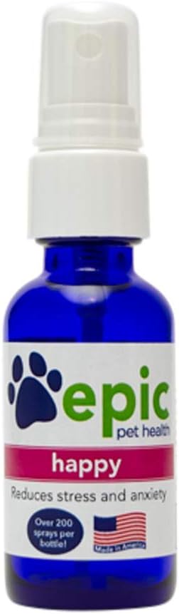 Happy - All Natural Liquid Spray Supplement - facilité l'anxiété de séparation, aide avec les visites de végétaux, Voyage, grooming, perte d'un ami (spray 1 oz)