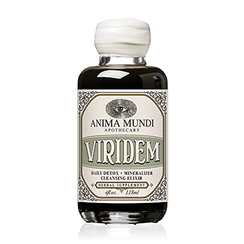 Anima Mundi Apothecary Viridem Greens Detox Elixir - GI & Liver Detox Liquid Supplement, Natural Herb Cleanse with Chlorofyl, Moringa + Organic Chlorella - Voeg toe aan Juice & Teas (4oz / 118ml)
