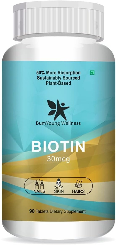 Biotin 30 mcg, supplement voor haargroei, sterk haar en stralende huid, gevechten Nagel Brittleness 90 tabletten