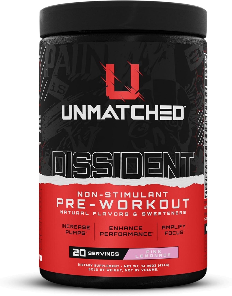 Ongeëvenaard Dissident Non Stim Pre Workout Powder for Men & Women Citrulline, Beta Alanine, Peak ATP 