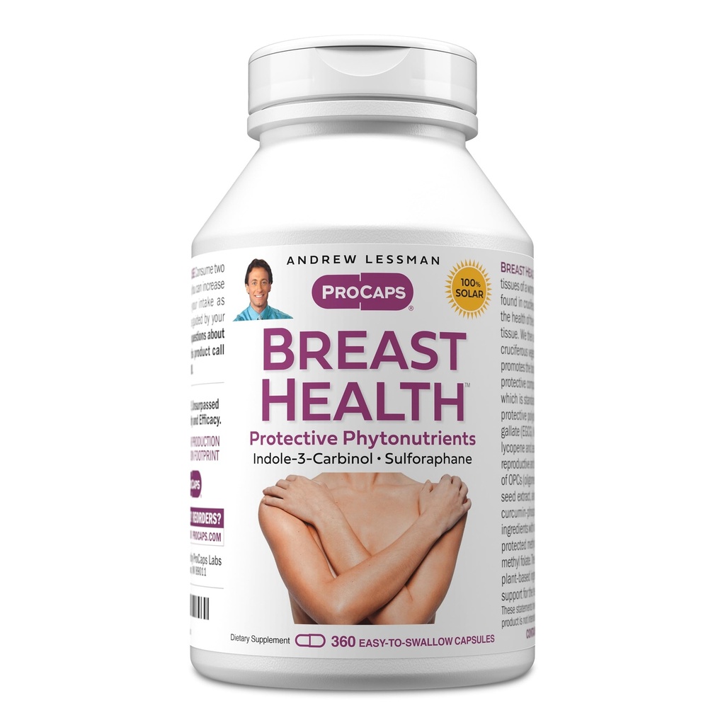 ANDREW LESSMAN Breast Health 360 Capsules - Provides Protective Compounds for Natural Support of The Delicate Tissue of The Breast, with Indole-3-Carbinol, Sulforaphane, Green Tea Extract, and More