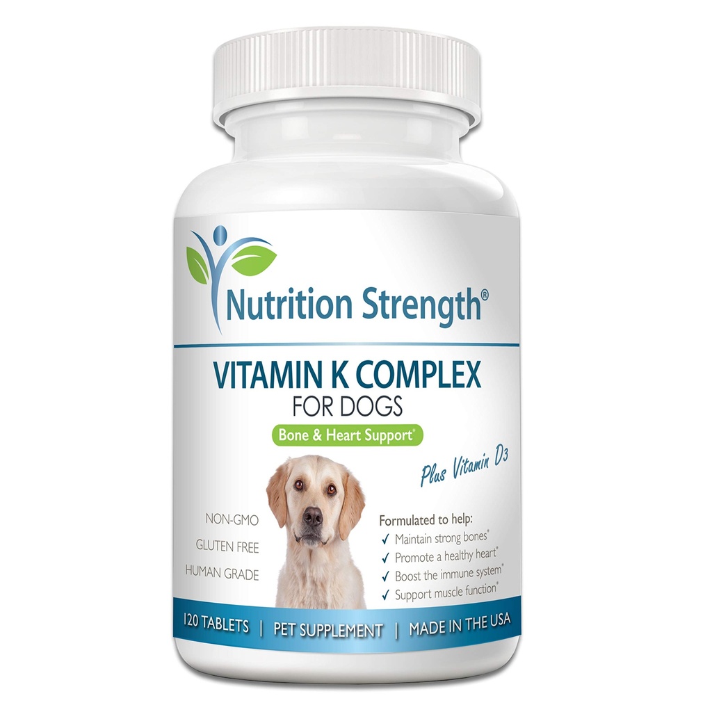 Vitamine K pour chiens - K1 & K2 (MK4 + MK7) + Vitamine D3 pour os santé, soutien cardiaque et absorption de calcium - Formule avancée pour articulations fortes, soutien musculaire et immunitaire - 120 comprimés